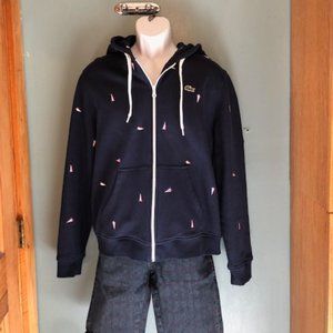 Lacoste, Navy, Zip Up Hooded Sweatshirt, Sz M (5)